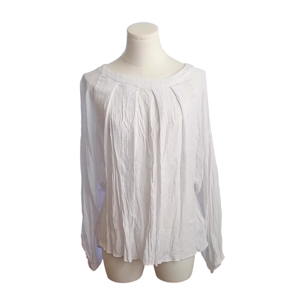 Nwot Universal Thread Crisp White Lightweight Keyhole Back Blouse Size Large